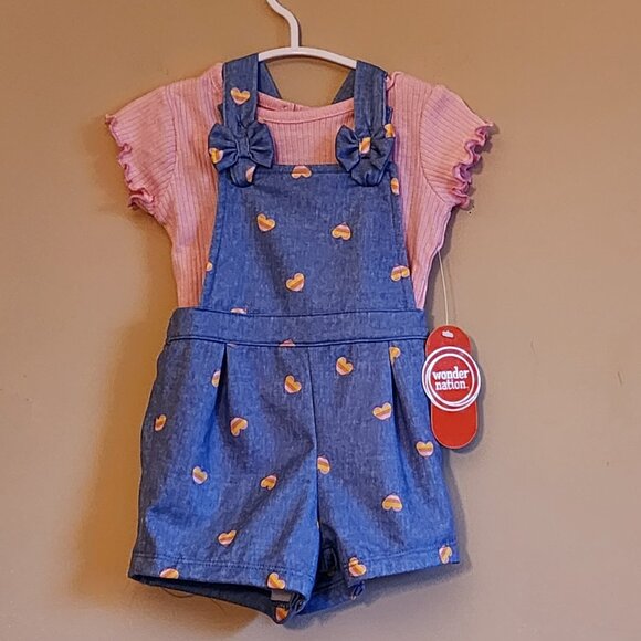 Wonder Nation Baby Girls Short Overall And Top Size 6-9 Months NWT - Picture 3 of 7